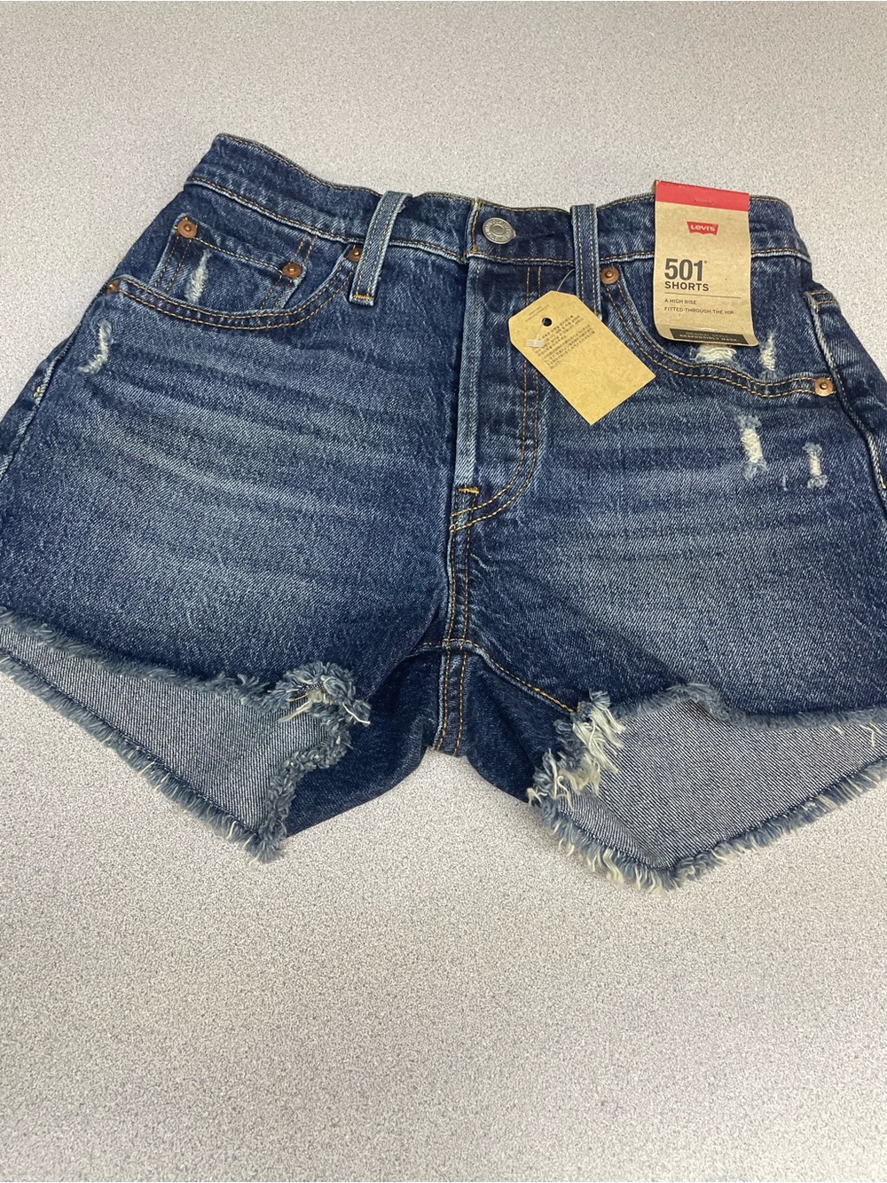 Levi's Blue Distressed Denim Cutoff Shorts
